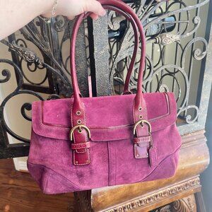 Coach - Soho Plum colored Suede Flap Satchel